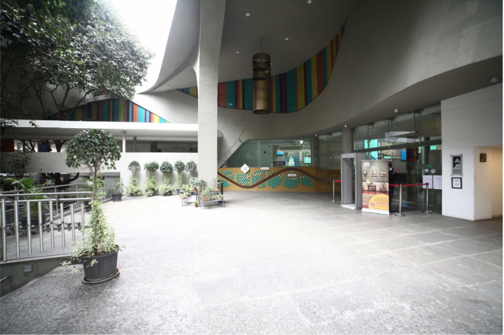 Adjacent to the Box Office, is a beautiful open space where people can gather.