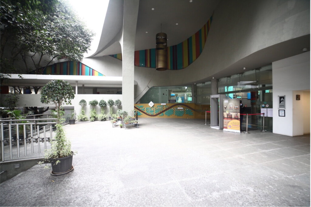 Adjacent to the Box Office, is a beautiful open space where people can gather.